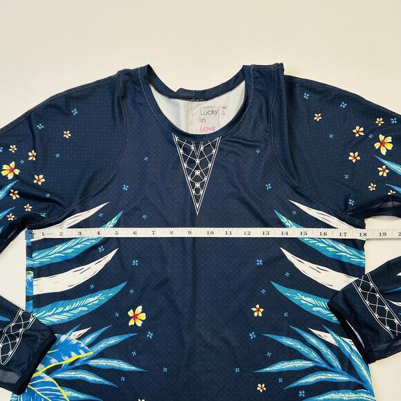 Lucky in Love Womens Large Long Sleeve Rash Guard Mesh Trim Tennis Top - Picture 10 of 14